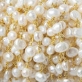 5x4-6x4mm Cream Baroque Freshwater Pearl Vermeil Chain by the foot 30 beads