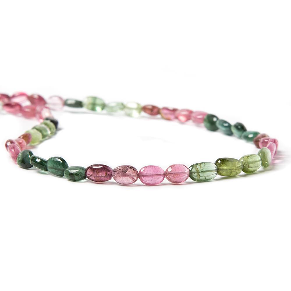 Multi Color Tourmaline plain oval  beads 14 inch 53 pcs 5x4-7x4mm
