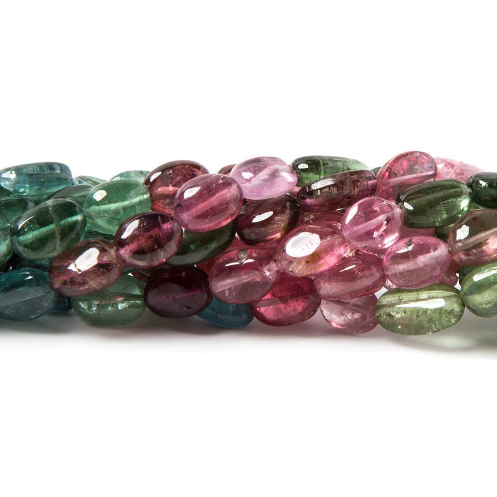 Multi Color Tourmaline plain oval  beads 14 inch 53 pcs 5x4-7x4mm