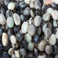 5x5-10x6mm Australian Opal plain nugget Black Gold .925 Chain by the foot 25 beads