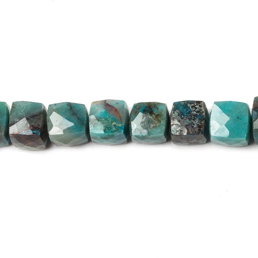 5x5-6x6mm Chrysocolla Faceted Cube Beads 8 inch 27 pieces AA