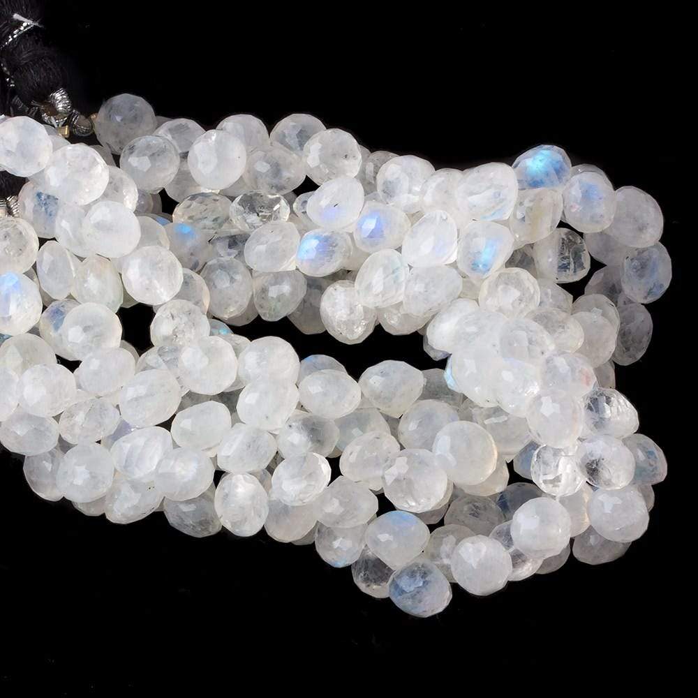 5x5-6x6mm Rainbow Moonstone faceted candy kiss beads 8 inch 54 pieces A