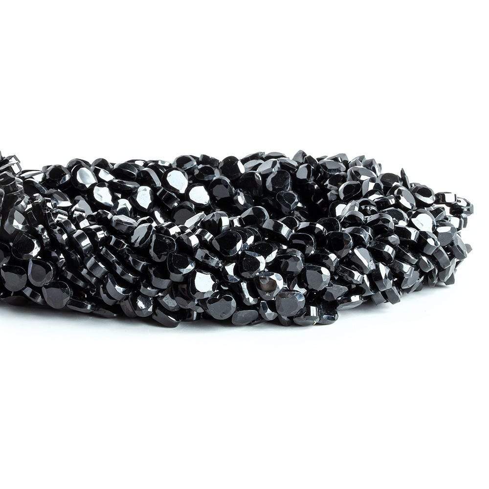 5x5mm Black Spinel Bezel Faceted Heart Beads 13.5 inch 67 pieces A Grade