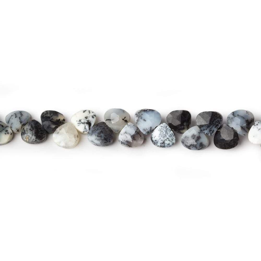 5x5mm Dendritic Opal Heart Micro-Briolette Beads 6 inch 54 pieces
