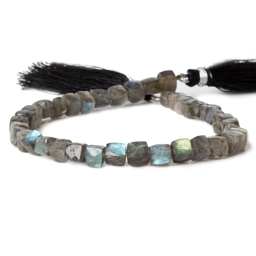 5mm Labradorite Faceted Cube Beads 8 inch 34 pieces
