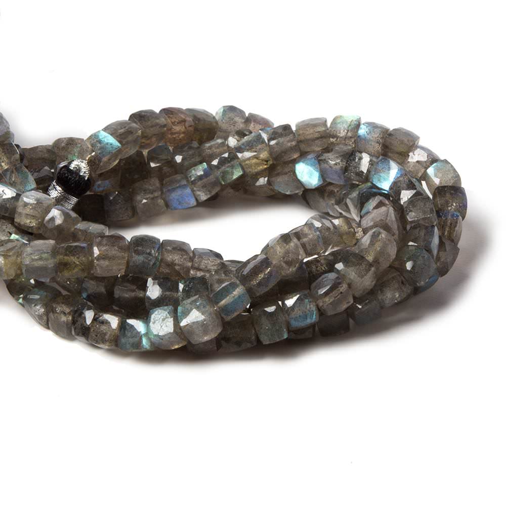 5mm Labradorite Faceted Cube Beads 8 inch 34 pieces