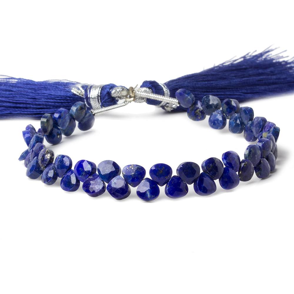 5x5mm Lapis Lazuli Heart Micro-Briolette Beads 6 inch 54 pieces