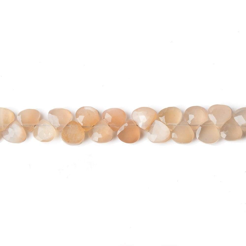 5x5mm Shaded Peach Moonstone Heart Micro-Briolette Beads 6 inch 54 pieces