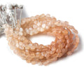 5x5mm Shaded Peach Moonstone Heart Micro-Briolette Beads 6 inch 54 pieces