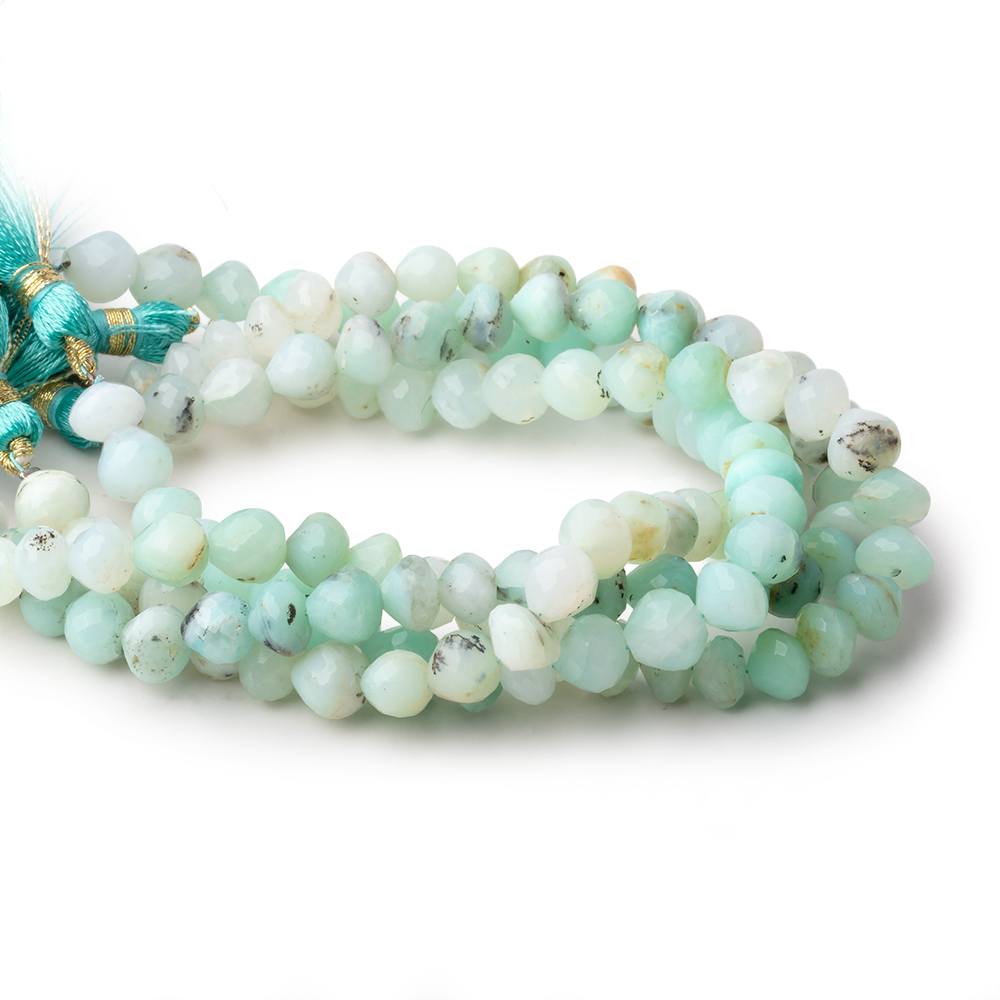 6.5-7mm Blue Peruvian Opal Faceted Candy Kiss beads 8 inch 30 pieces
