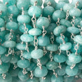 6-6.5mm Amazonite faceted rondelle .925 Chain by the foot 34 pieces
