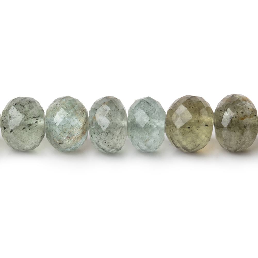 6-7.5mm Moss Aquamarine Faceted Rondelle beads 8 inch 36 pieces