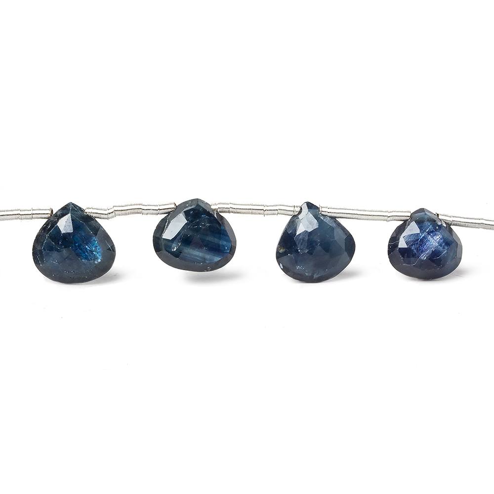 6-7mm Blue Sapphire Faceted Heart Briolettes 8 inch 17 beads A