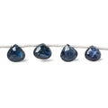 6-7mm Blue Sapphire Faceted Heart Briolettes 8 inch 17 beads A