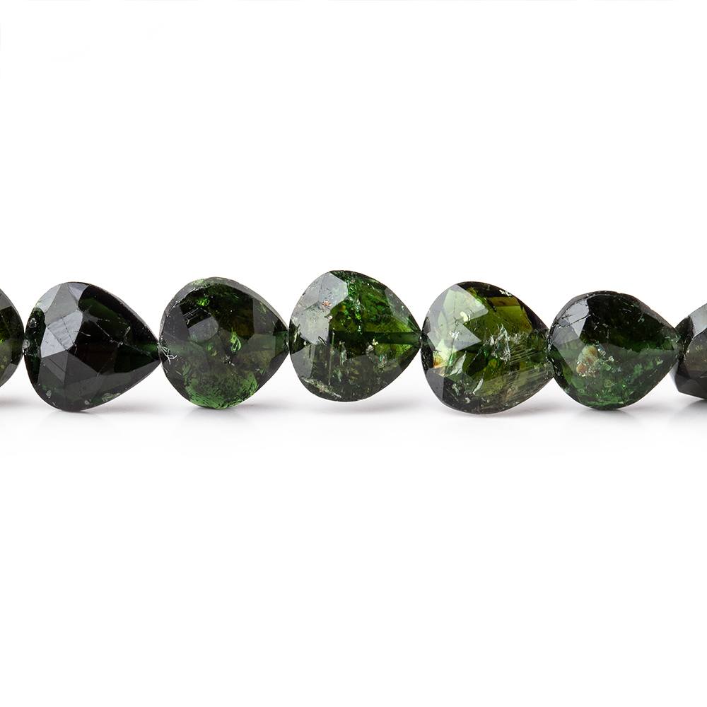 6-7mm Chrome Tourmaline Straight Drill Faceted Heart Beads 17 inch 56 pieces
