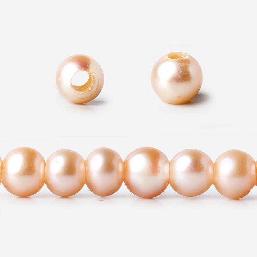 6-7mm Creamsicle Large Hole Off Round Freshwater Pearl 2.5mm drill hole, 15 inch, 75 pieces