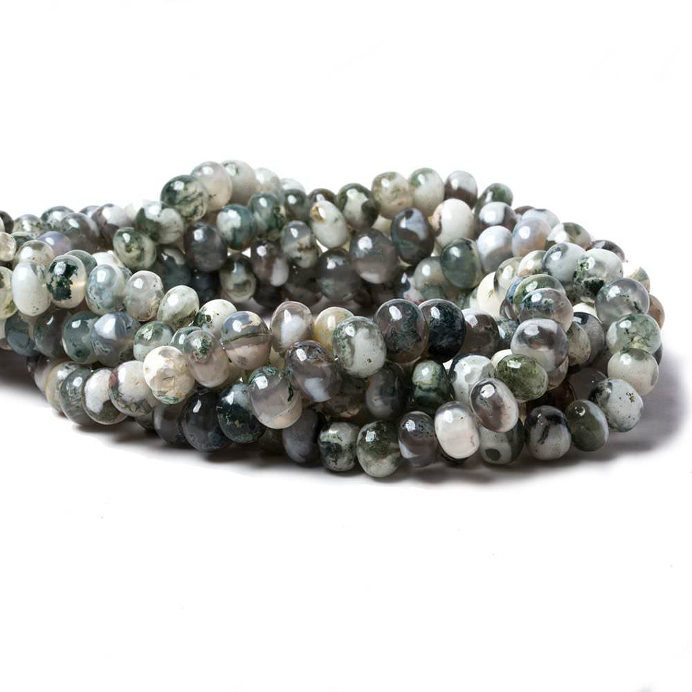 6 - 7mm Mossy Agate Plain Rondelle Beads 16 inch 77 pieces