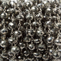 6-7mm Pyrite faceted rondelle Silver Chain by the foot 24 pieces