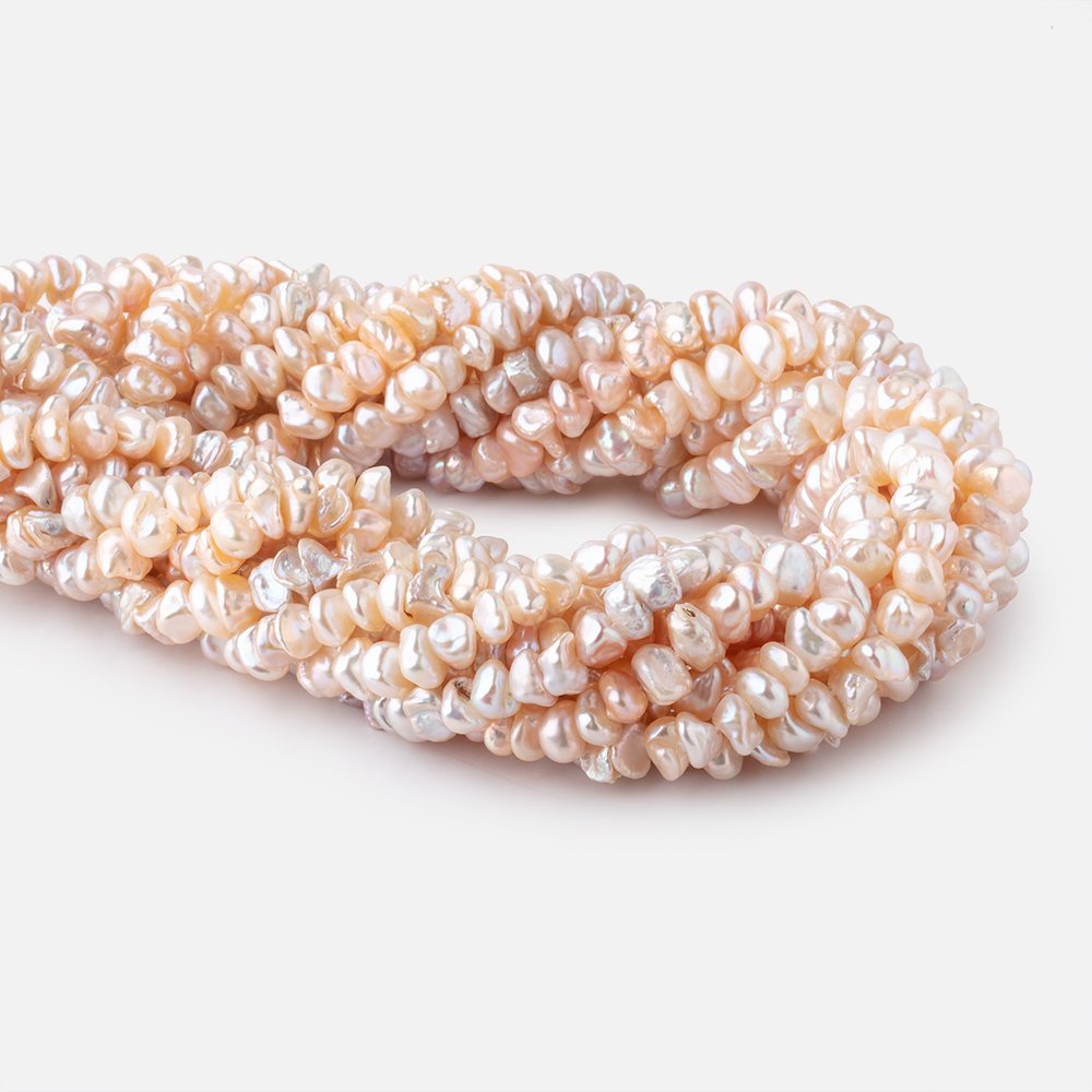 6-7mm Shades of Peach Center Drill Keshi Freshwater Pearls 15.5 inch 94 Beads