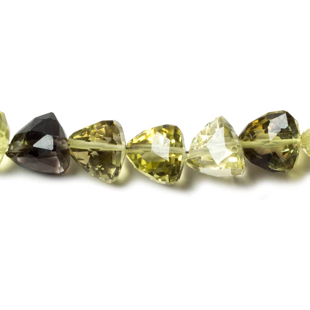 6-8mm BiColor & Lemon Quartz straight drill faceted trillions 15 in. 58  beads AA