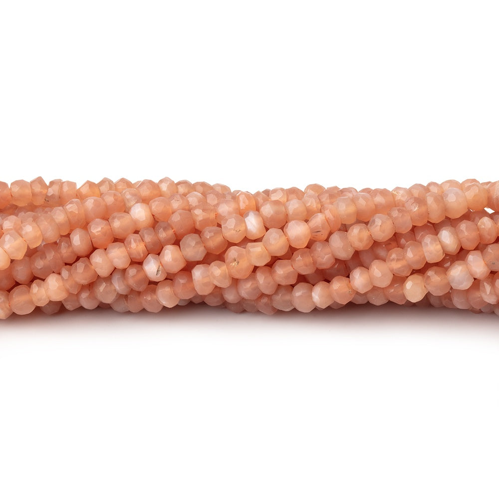 3mm Angel Skin Peach Moonstone Faceted Rondelles 12.5 inch 140 Beads