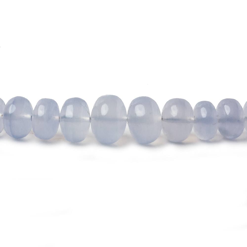 6.5-10mm Turkish Blue Chalcedony plain rondelle beads 16 inch 75 pieces AA