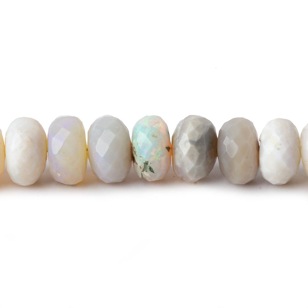 6.5-7.5mm Cream Australian Opal faceted rondelles 18 inch 105 pieces