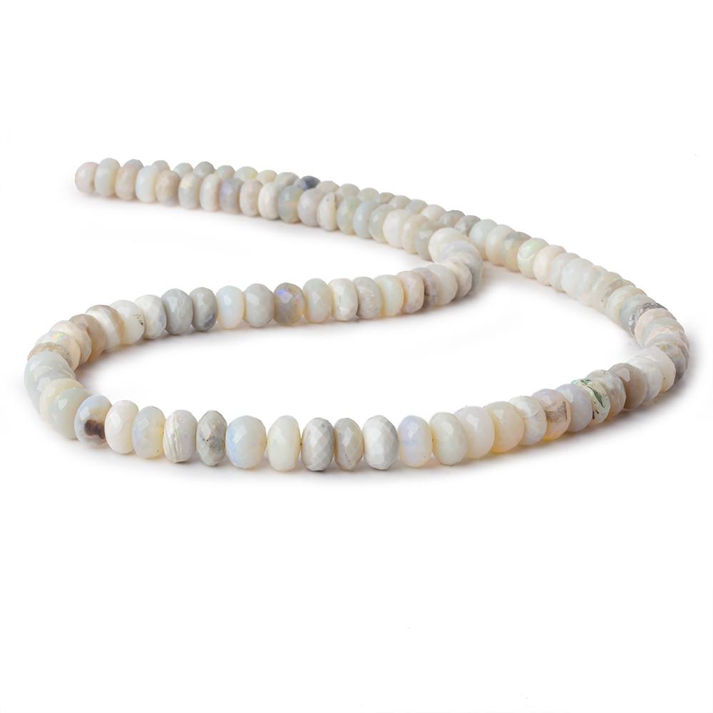 6.5-7.5mm Cream Australian Opal faceted rondelles 18 inch 105 pieces