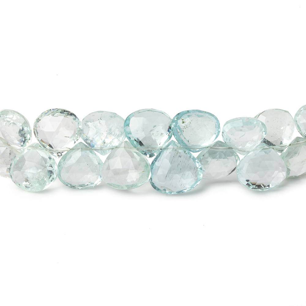 7-8.5mm Aquamarine faceted heart beads 8 inch 54 pieces AAA