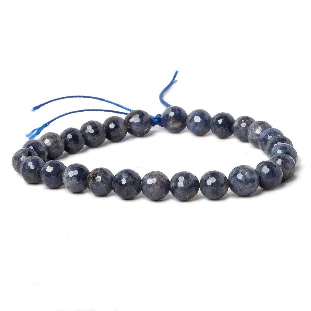 7.5mm Blue Sapphire Large Hole Faceted Round Beads 7 inch 24 pieces