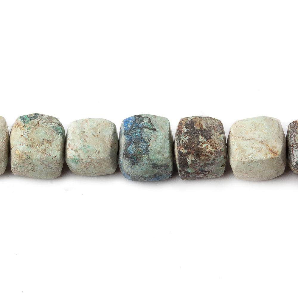 6.5-7mm Matte Chrysocolla plain cube beads 7.5 inch 27 pieces