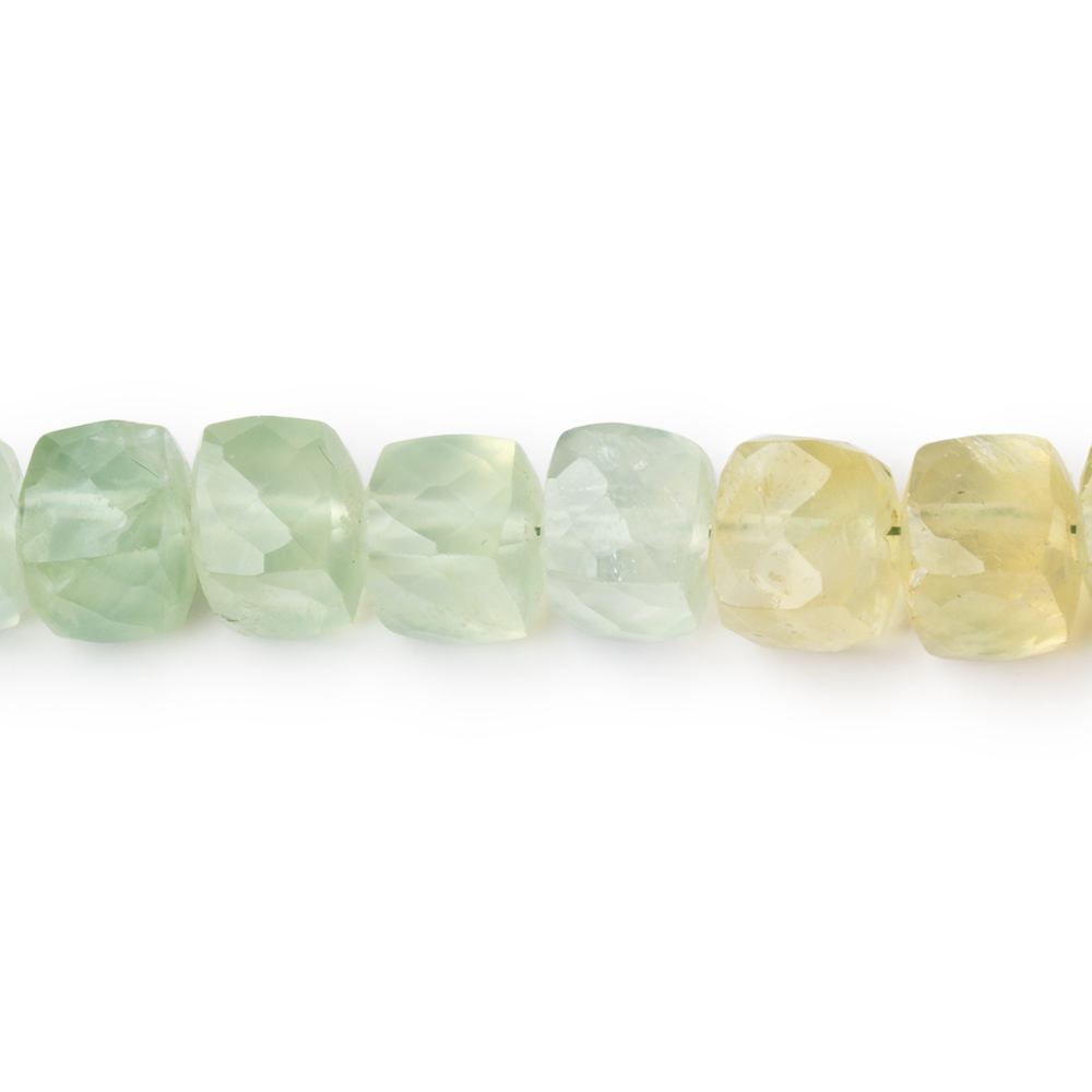 6.5-7mm Prehnite Faceted Cube Beads 8 inch 32 pieces
