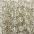 6.5mm Ceylon Moonstone faceted round .925 Silver Chain by the foot 24 pieces
