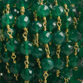 6.5mm Green Onyx faceted round Vermeil Chain by the foot 24 pieces