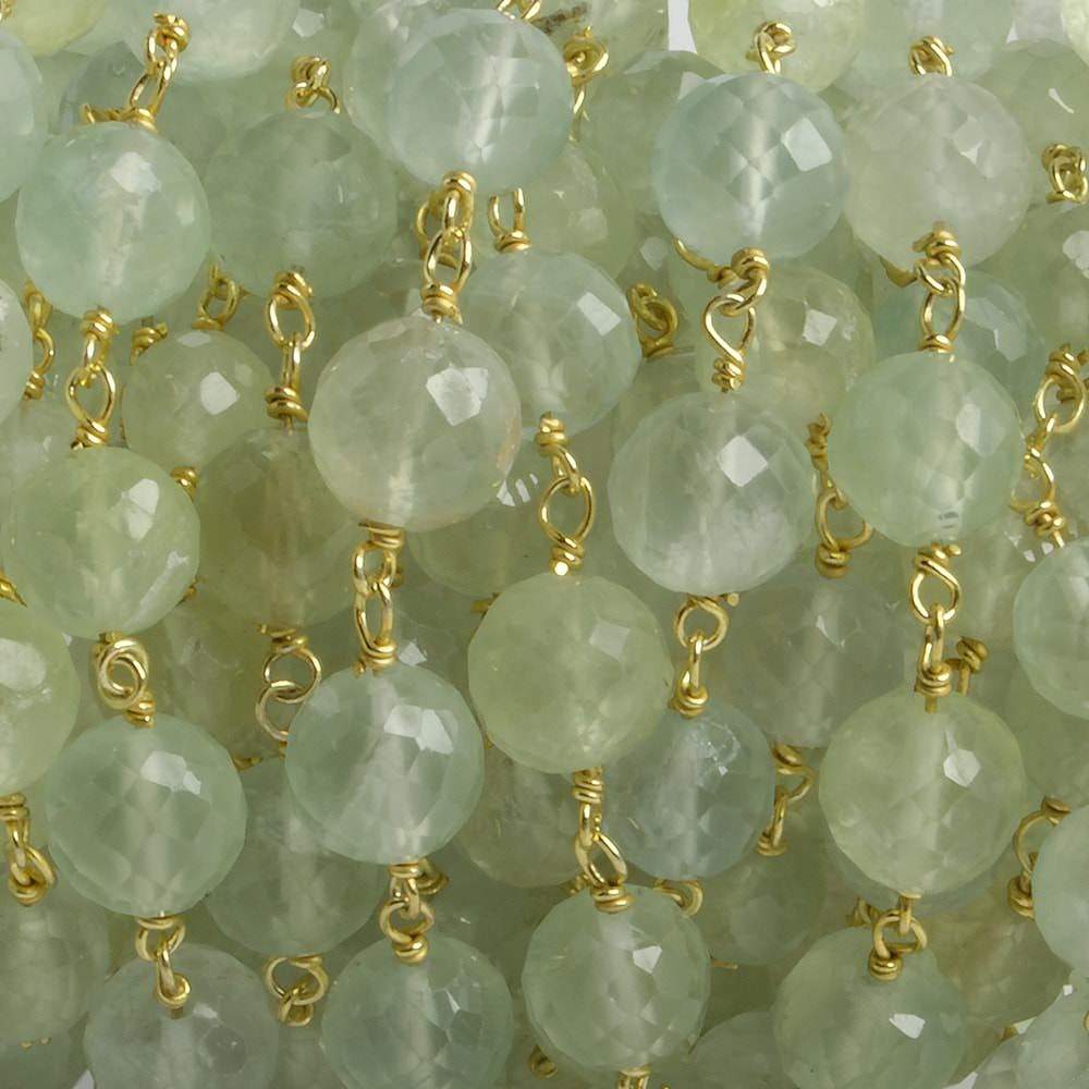 6.5mm Prehnite faceted round Vermeil Chain by the foot 24 pieces