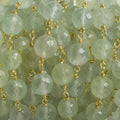 6.5mm Prehnite faceted round Vermeil Chain by the foot 24 pieces