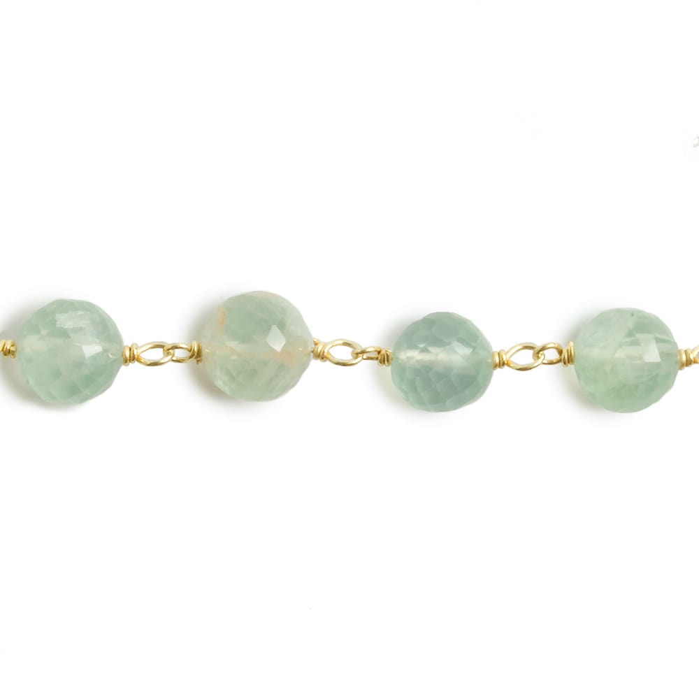 6.5mm Prehnite faceted round Vermeil Chain by the foot 24 pieces
