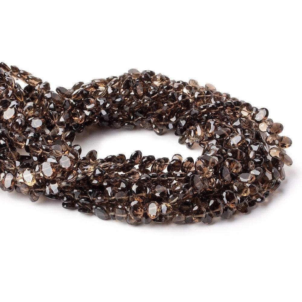 6.5x5mm Smoky Quartz Pavilion Faceted Oval Beads 13 inch 100 pieces