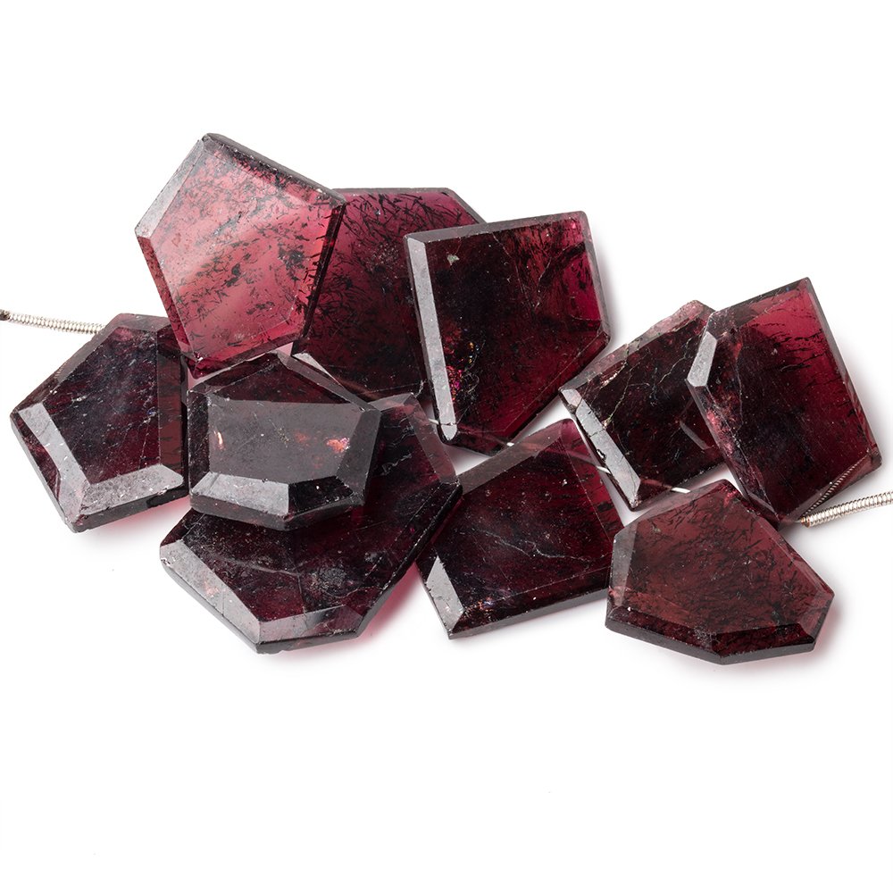 23x21-32x22mm Rhodolite Garnet bezel faceted free shape beads 3 inch 10 pieces