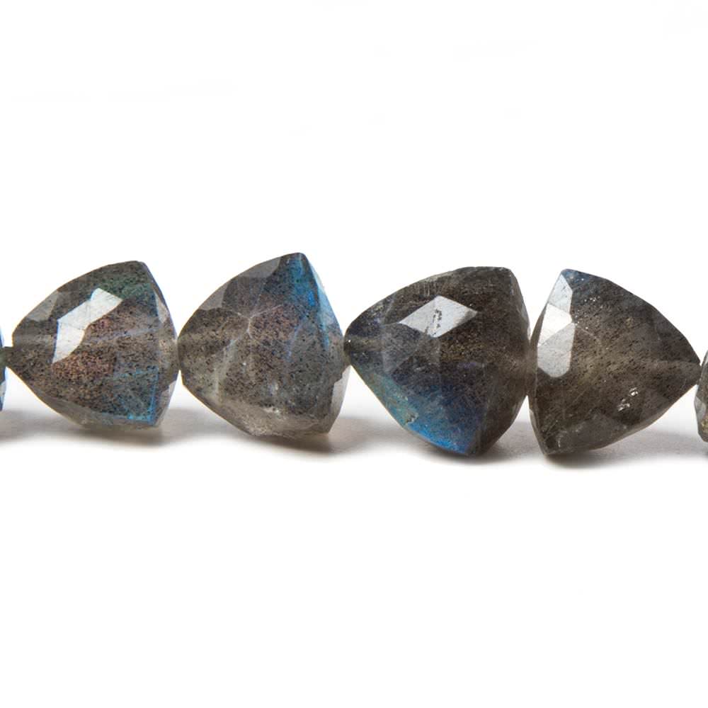 6mm - 10mm Labradorite Straight Drill Faceted Trillion Beads 15 inch 51 beads