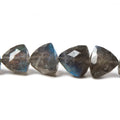 6mm - 10mm Labradorite Straight Drill Faceted Trillion Beads 15 inch 51 beads