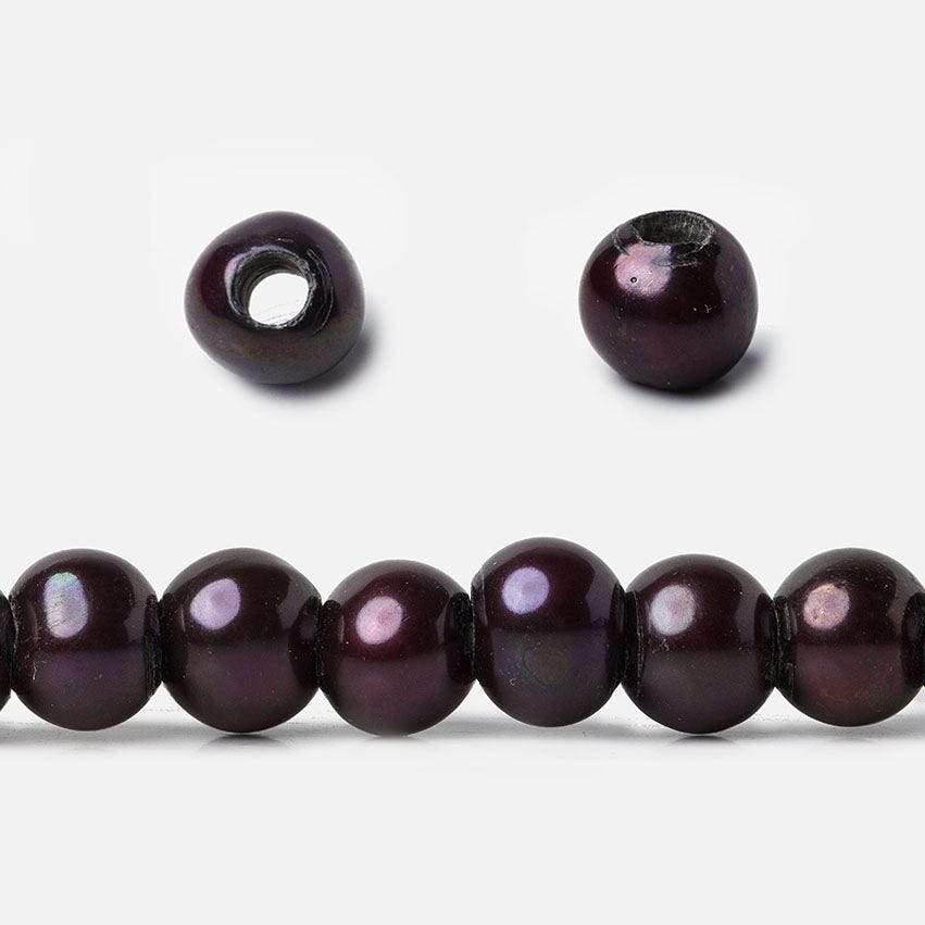 6mm - 7mm Blackberry Large Hole Off Round Pearl 2.5mm drill hole, 15 inch, 75 pieces