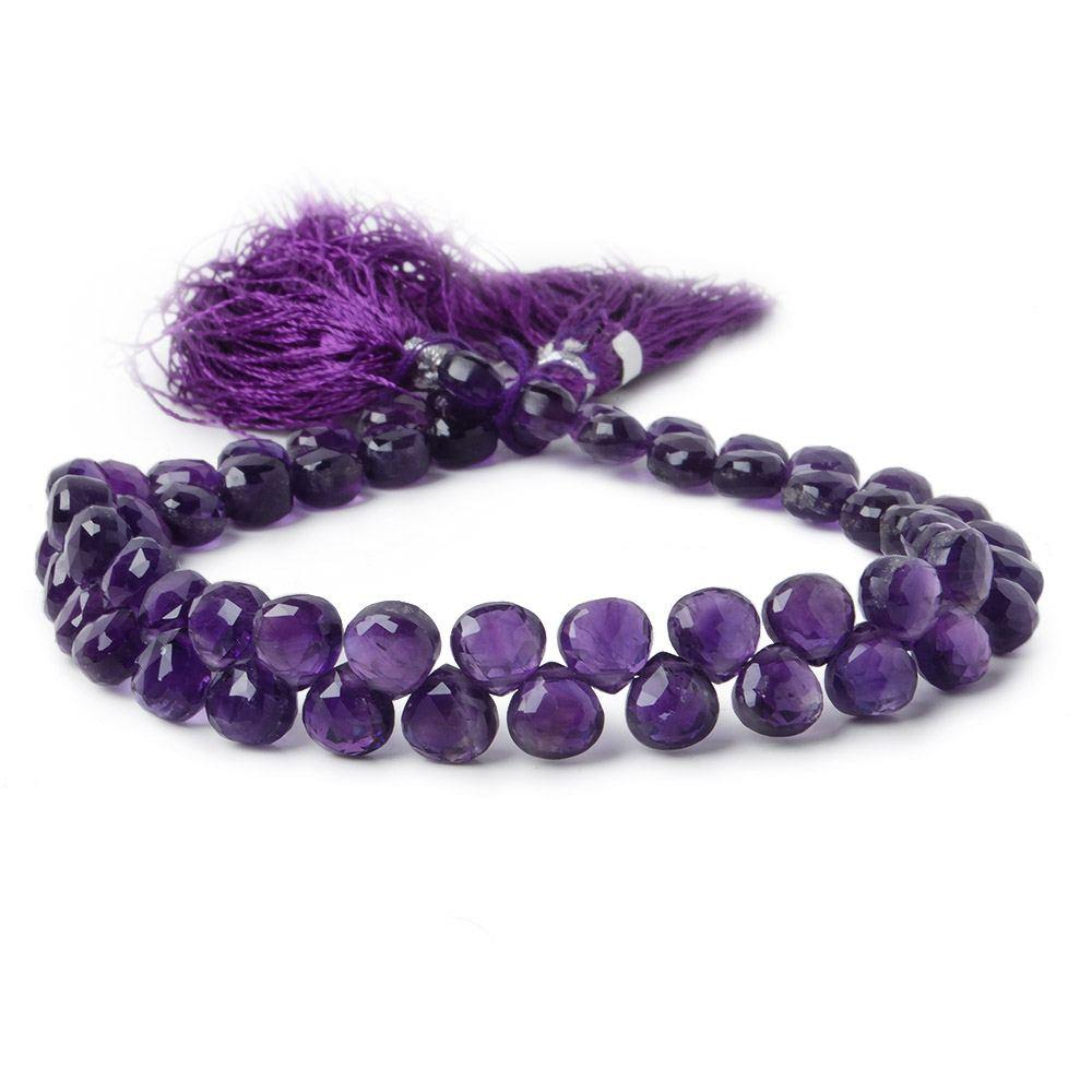 6mm Amethyst Heart Briolettes 8 inch 59 pieces A