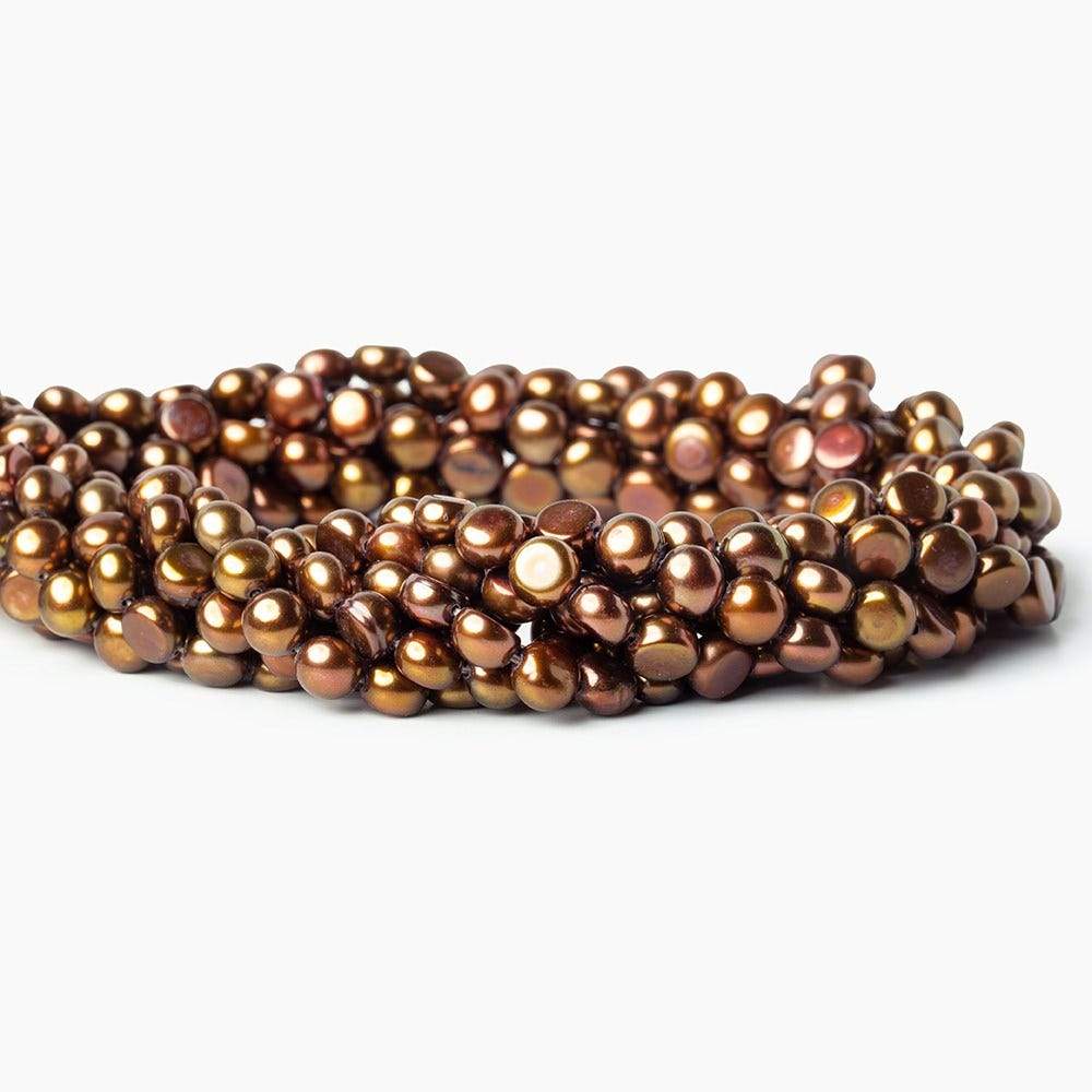 6mm Brown Button Freshwater Pearl Strand