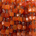 6mm Carnelian faceted cube Black Gold .925 Silver Chain 29 pieces