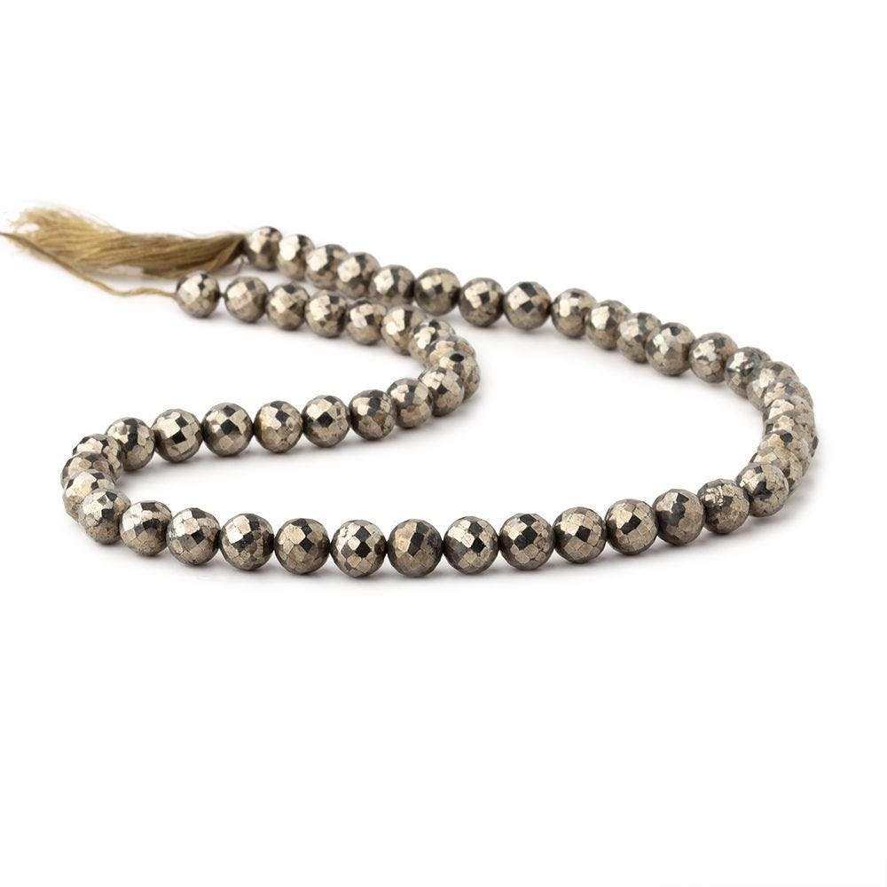 6mm Golden Pyrite Faceted Round Beads 13 inch 54 pieces