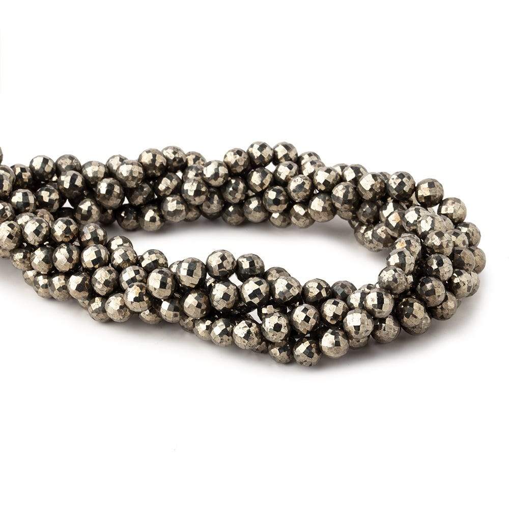 6mm Golden Pyrite Faceted Round Beads 13 inch 54 pieces