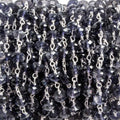 6mm Iolite faceted rondelle .925 Silver Chain by the foot 32 pieces