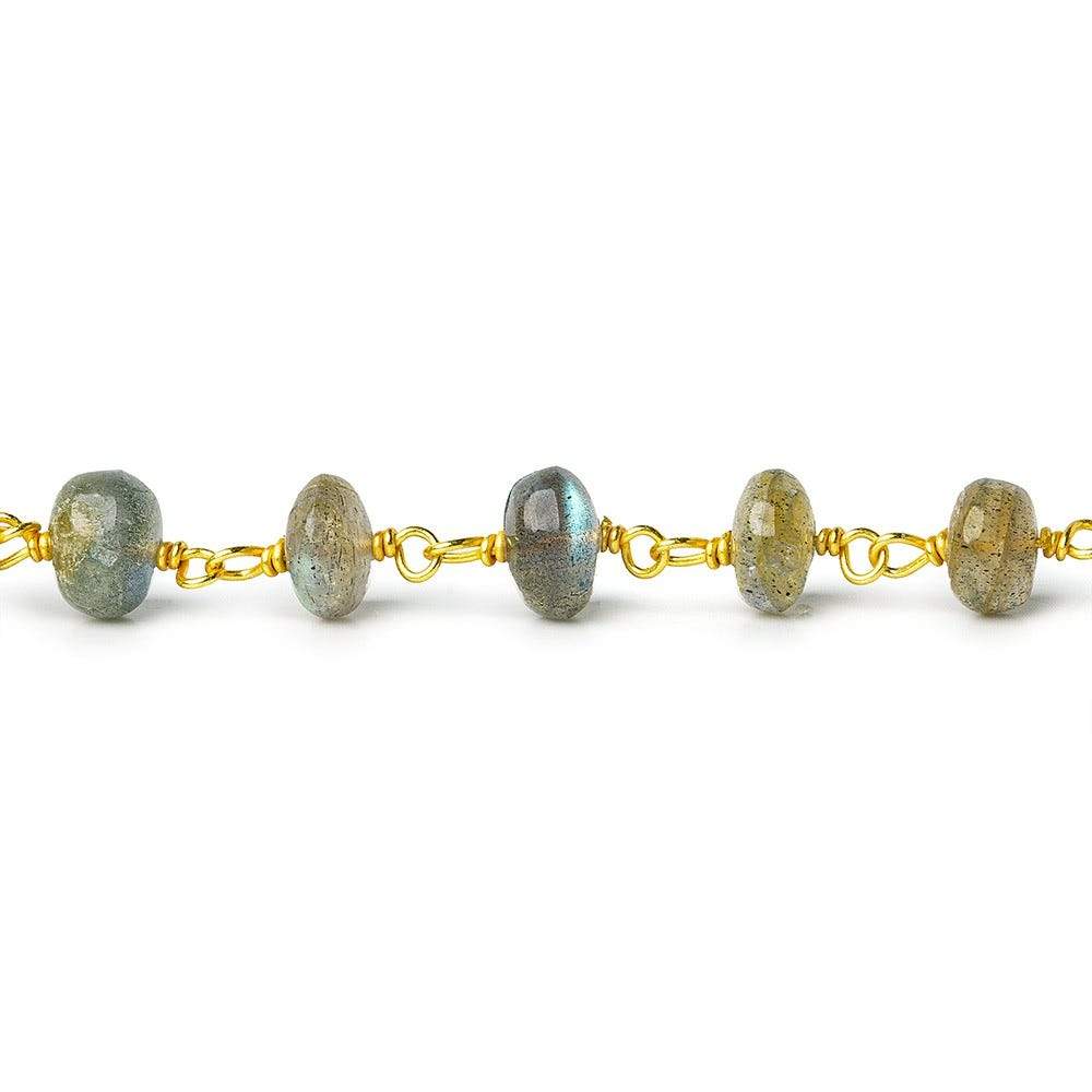 6mm Labradorite plain rondelle Vermeil Chain by the foot 35 pcs