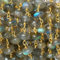 6mm Labradorite plain rondelle Vermeil Chain by the foot 35 pcs